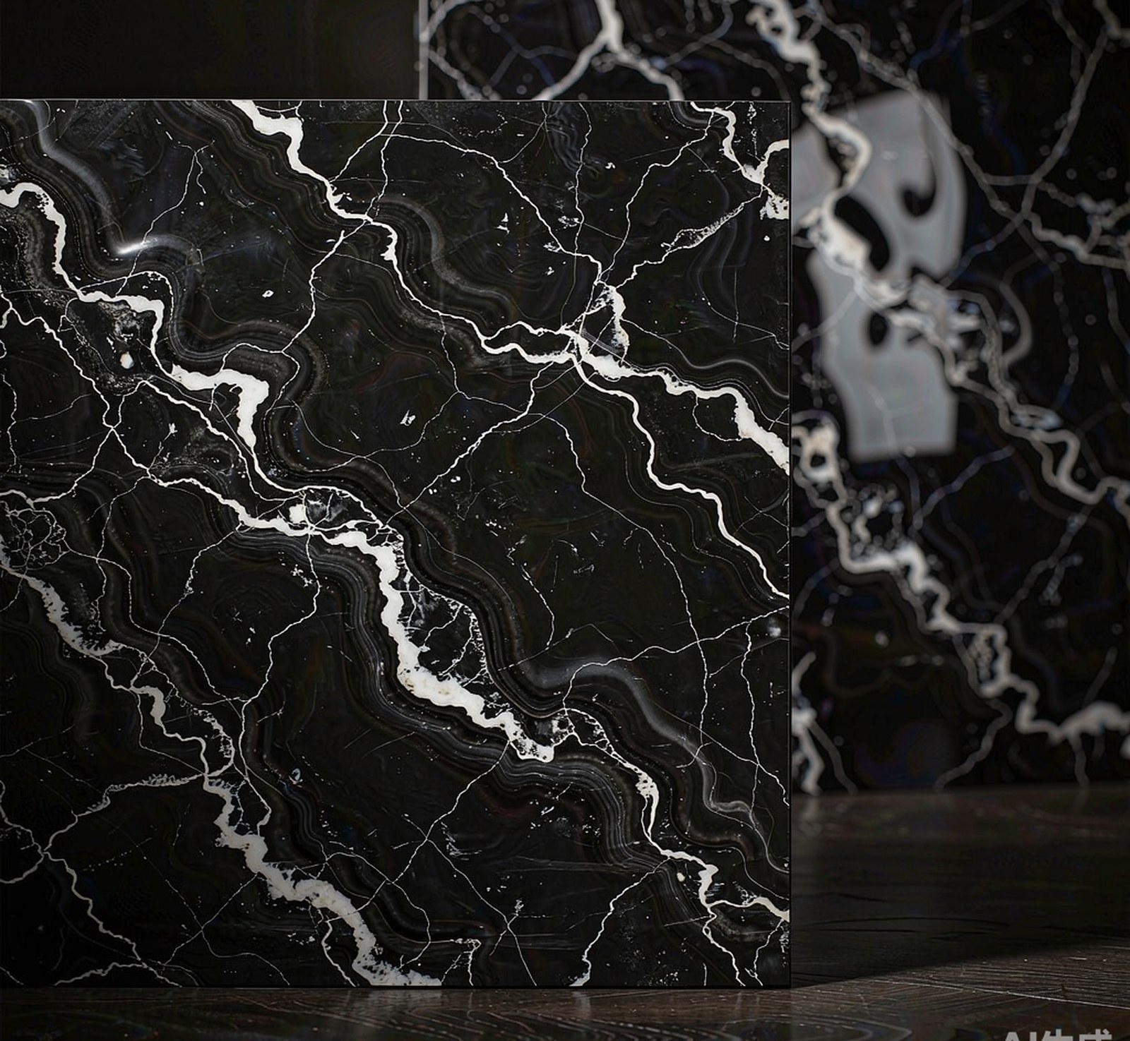 Black Marquina Classic 古典黑金花 高清石材鑒賞 - 香港恆生石材