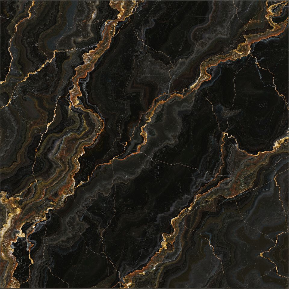黑金紋 Black Gold Vein Marble 石材樣板圖，黑色系，產地中國，產地中國，體積密度2.69 g/cm³，吸水率≤0.25%，莫氏硬度4，適用於地面、牆身、檯面、特色牆、大堂