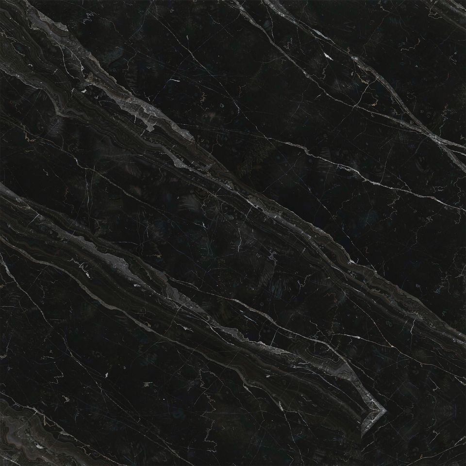 黑石紋 Black Stone Grain Marble 石材樣板圖,黑色系,產地土耳其,產地土耳其,體積密度2.64 g/cm³,吸水率≤0.36%,莫氏硬度4,適用於地面、牆身、外牆、客廳