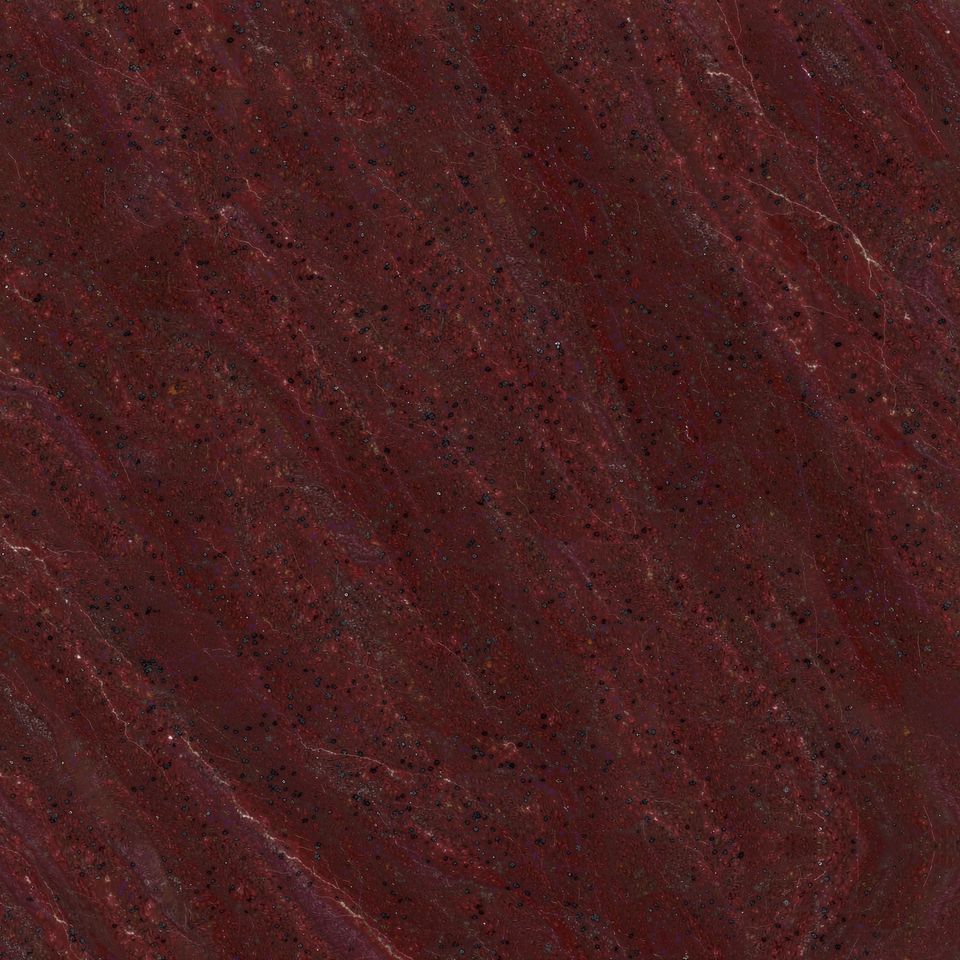 石榴紅 Pomegranate Red Marble 石材樣板圖，紅色系，產地中國，產地中國，體積密度2.73 g/cm³，吸水率≤0.12%，莫氏硬度3，適用於牆身、檯面、特色牆、客廳、地面