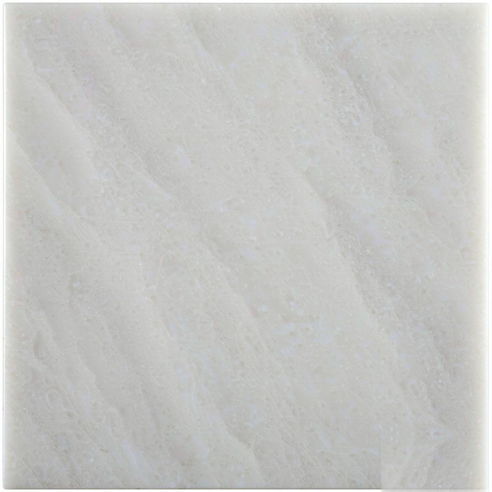 純白玉石 Pure White Jade Marble 石材樣板圖，白色系，產地中國，產地中國，體積密度2.69 g/cm³，吸水率≤0.39%，莫氏硬度4，適用於牆身、檯面、洗手間、大堂、地面