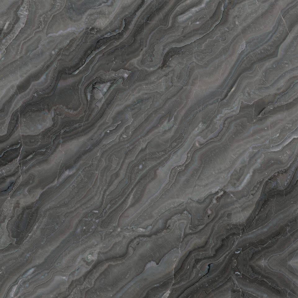 煙灰 Smoke Grey Marble 石材樣板圖,灰色系,產地土耳其,產地土耳其,體積密度2.67 g/cm³,吸水率≤0.33%,莫氏硬度3,適用於地面、牆身、檯面、客廳、特色牆