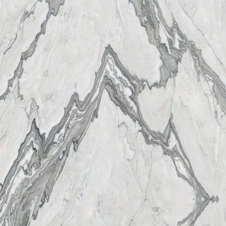 雪峰白 Snow Peak White Marble 石材樣板圖，白色系，產地中國，產地中國，體積密度2.68 g/cm³，吸水率≤0.11%，莫氏硬度3，適用於牆身、檯面、洗手間、地面、特色牆