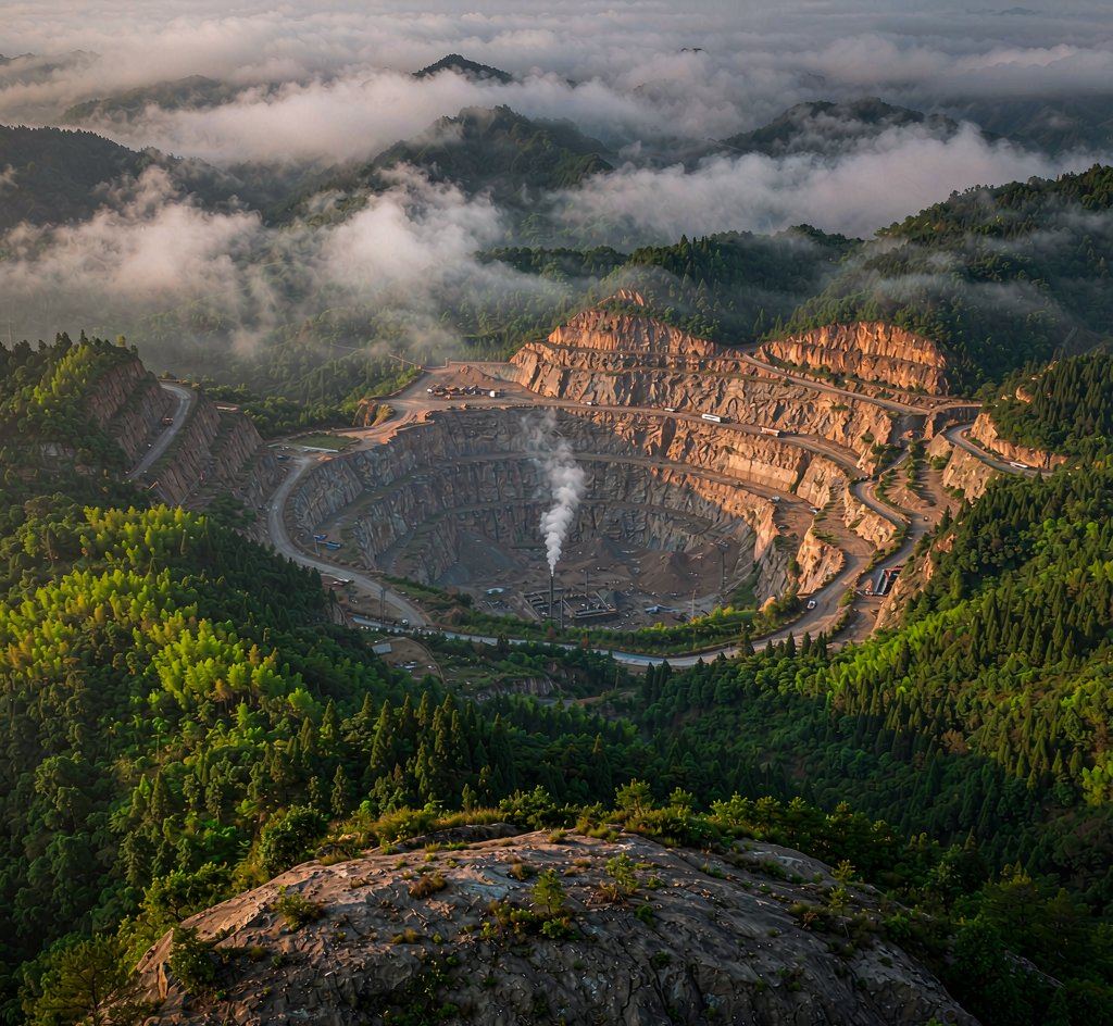 a Chinese Sichuan stone quarry on a subtropical mountain 四川亞熱帶礦山 高清石材鑒賞 - 香港恆生石材