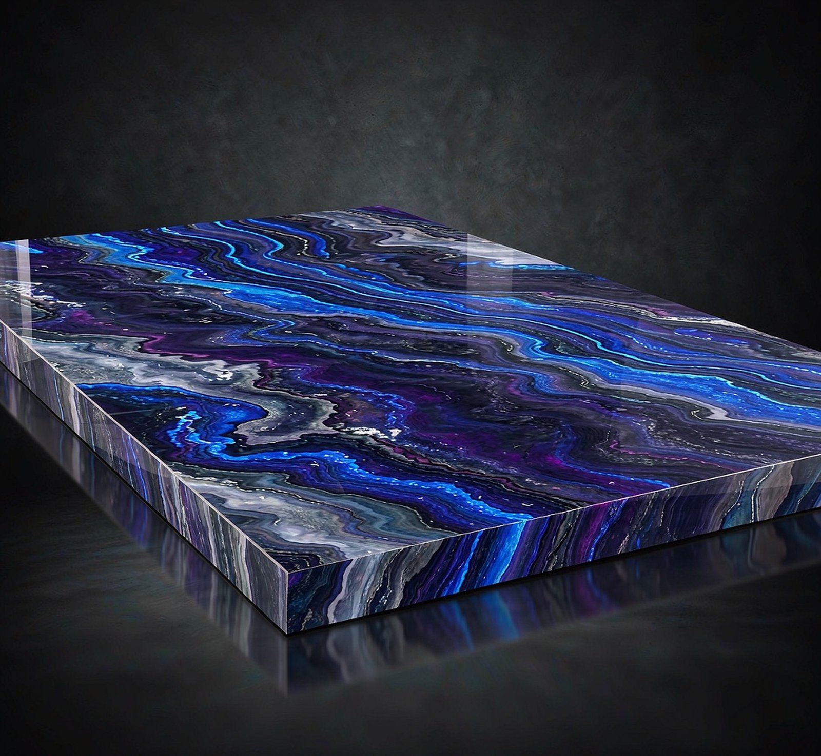 Blue Roma Quartzite with vivid blue streaks 藍羅馬石英岩 高清石材鑒賞 - 香港恆生石材