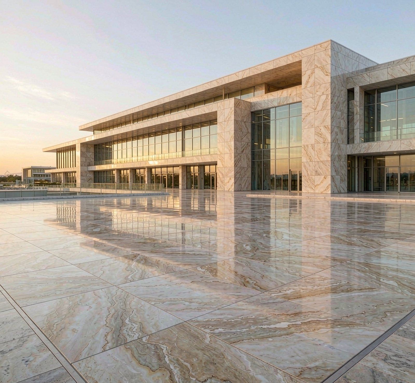 airport terminal floor paved with large marble tiles 機場大堂雲石地台 高清石材鑒賞 - 香港恆生石材