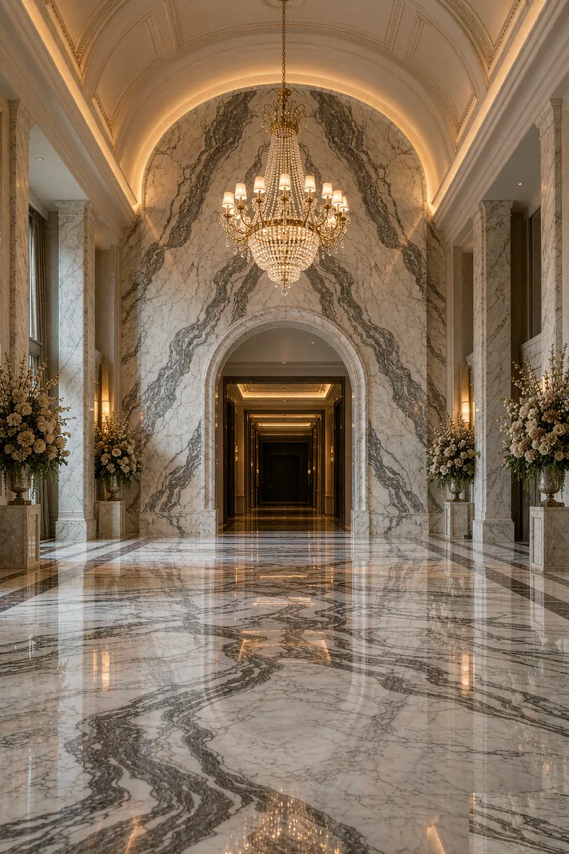 Marble Feature Wall Installation: Bookmatch, Dry-Hang, Lighting & Edges